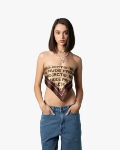 Nude Project Classic Handkerchief Logo Brown New