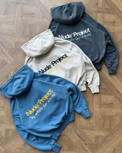 Nude Project Cult Hoodie Washed Stone Blue Outlet