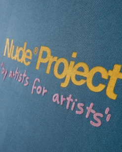 Nude Project Cult Hoodie Washed Stone Blue Outlet