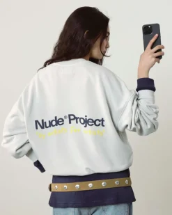 Nude Project Cult Sweatshirt Washed Light Grey Outlet