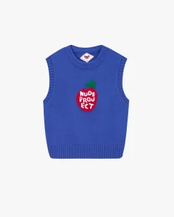 Nude Project Cutie Apple Knit Vest Blue New