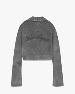 Nude Project First Class Zip-Up Knit Cardigan Ash Clearance