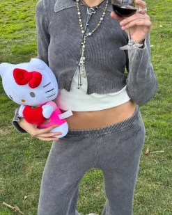 Nude Project First Class Zip-Up Knit Cardigan Ash Clearance