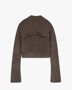 Nude Project First Class Zip-Up Knit Cardigan Brown Hot