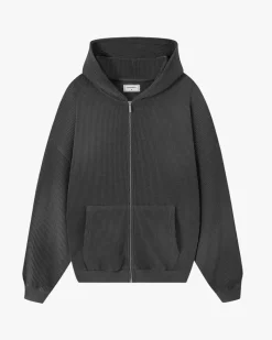 Nude Project Global Soon Waffle Zip-Up Hoodie Ash Outlet