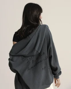 Nude Project Global Soon Waffle Zip-Up Hoodie Ash Outlet