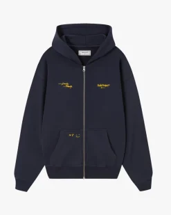 Nude Project Global Soon Zip-Up Hoodie Navy Fashion