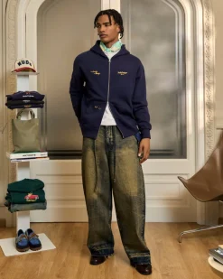 Nude Project Global Soon Zip-Up Hoodie Navy Fashion