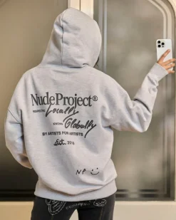 Nude Project Global Soon Zip-Up Hoodie Grey Melange Online