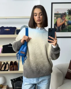 Nude Project Gradient Cozy Knit Sweater Baby Blue Best