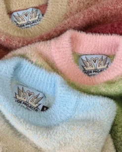 Nude Project Gradient Cozy Knit Sweater Baby Blue Best