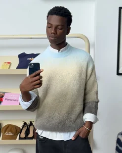 Nude Project Gradient Cozy Knit Sweater Baby Blue Best