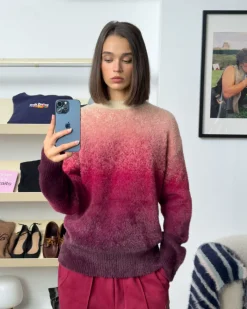 Nude Project Gradient Cozy Knit Sweater Red Online