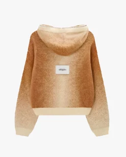 Nude Project Gradient Zip-Up Knit Hoodie Brown Outlet