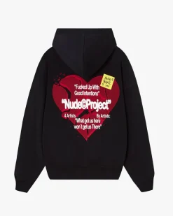 Nude Project Heartbroken Zip-Up Hoodie Black Sale