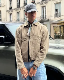 Nude Project Heavy Canvas Trucker Jacket Khaki Clearance