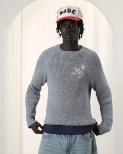 Nude Project Jonion Knit Sweater Blue Melange Outlet