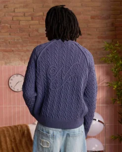 Nude Project La Nonna Knit Cable Sweater Navy Discount