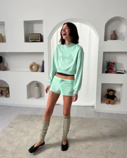 Nude Project Lacy Cropped Sweatshirt Green Discount