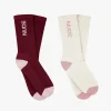 Nude Project Logo Socks White/Burgundy 2Xpack Clearance