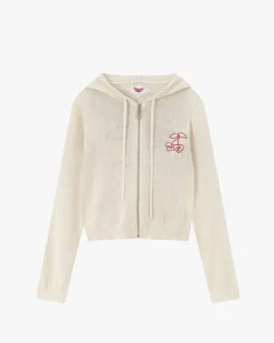 Nude Project Papaya Zip-Up Knit Hoodie Marshmallow Online