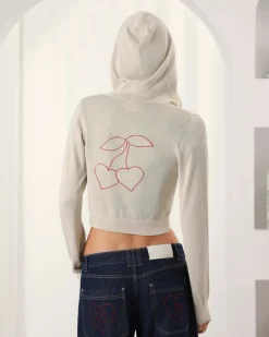 Nude Project Papaya Zip-Up Knit Hoodie Marshmallow Online