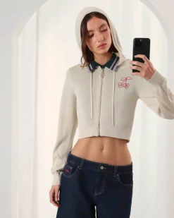 Nude Project Papaya Zip-Up Knit Hoodie Marshmallow Online