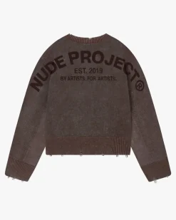 Nude Project Perfect Cropped Knit Sweater Brown Outlet