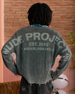 Nude Project Perfect Cropped Knit Sweater Green Outlet