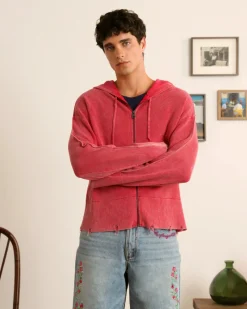 Nude Project Perfect Cropped Zip-Up Hoodie Raspberry Online