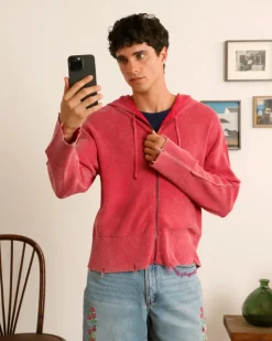 Nude Project Perfect Cropped Zip-Up Hoodie Raspberry Online