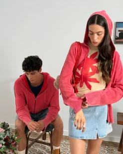 Nude Project Perfect Cropped Zip-Up Hoodie Raspberry Online