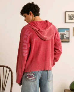 Nude Project Perfect Cropped Zip-Up Hoodie Raspberry Online