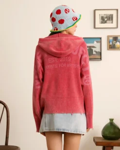 Nude Project Perfect Cropped Zip-Up Hoodie Raspberry Online