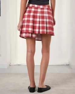 Nude Project Plaided Skirt Red Hot