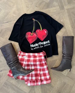 Nude Project Plaided Skirt Red Hot