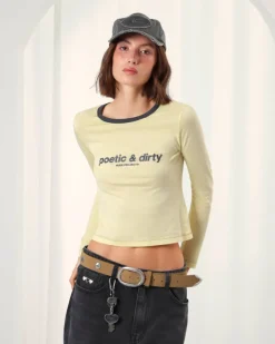 Nude Project Poetic Long-Sleeve Tee Yellow Hot