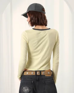 Nude Project Poetic Long-Sleeve Tee Yellow Hot