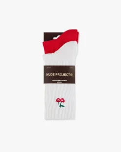 Nude Project Quote Socks Ivory/Red 2Xpack Discount
