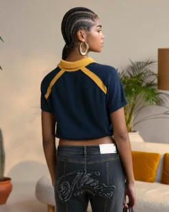 Nude Project R10 Knit Polo Navy Discount