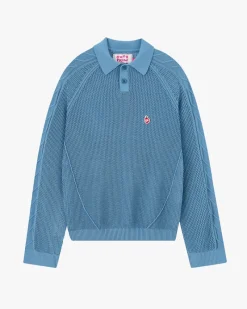 Nude Project Raglan Knit Polo Blue Hot