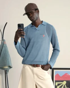 Nude Project Raglan Knit Polo Blue Hot