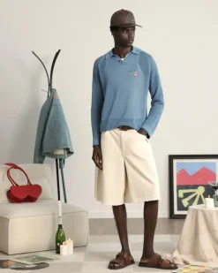 Nude Project Raglan Knit Polo Blue Hot