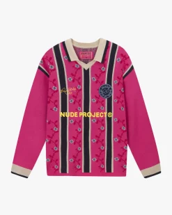 Nude Project Rosel Football Polo Knit Pink Online