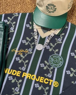 Nude Project Rosel Football Polo Knit Navy Outlet