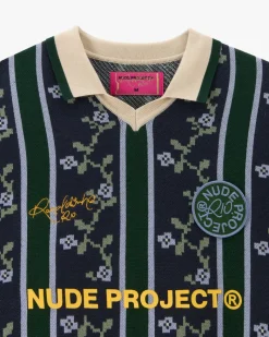 Nude Project Rosel Football Polo Knit Navy Outlet