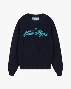 Nude Project Script Knit Sweater Navy Online