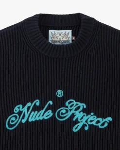 Nude Project Script Knit Sweater Navy Online