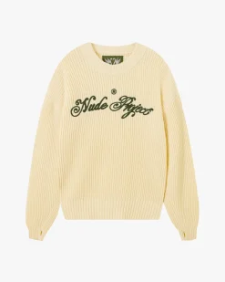 Nude Project Script Knit Sweater Offwhite New