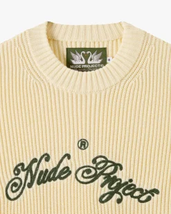 Nude Project Script Knit Sweater Offwhite New